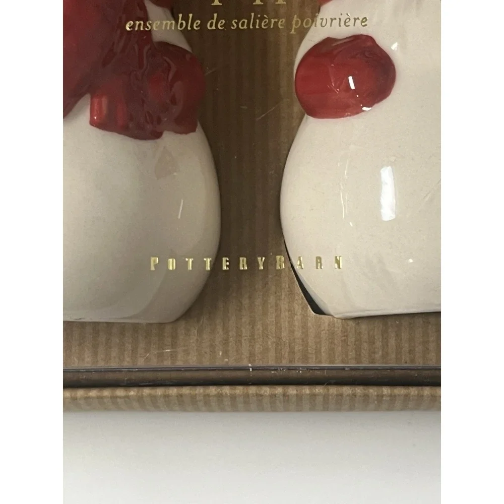 Pottery Barn Nostalgic Snowman Ceramic Salt & Pepper Shakers Christmas NIB!